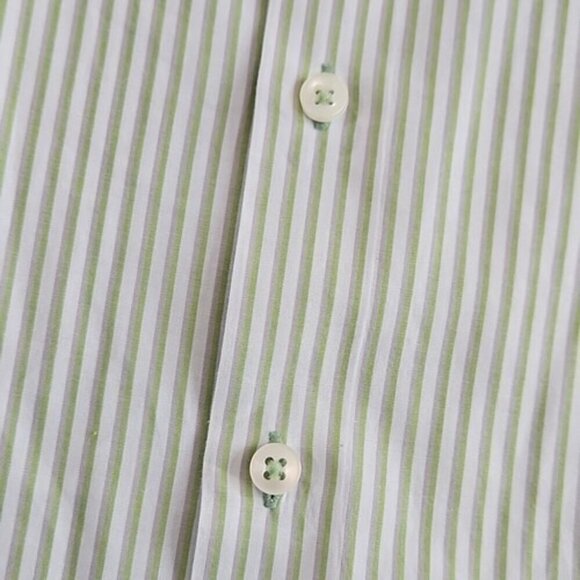 Linea Uomo Shirt Men's 3X Green Stripe Modern Fit Long Sleeve Button Up EUC LN - Picture 2 of 14